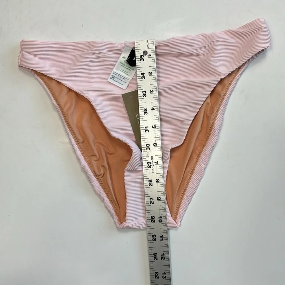 J. Crew‎ Ribbed High Rise Cheeky Bikini Bottom Women's M Pink New BE808